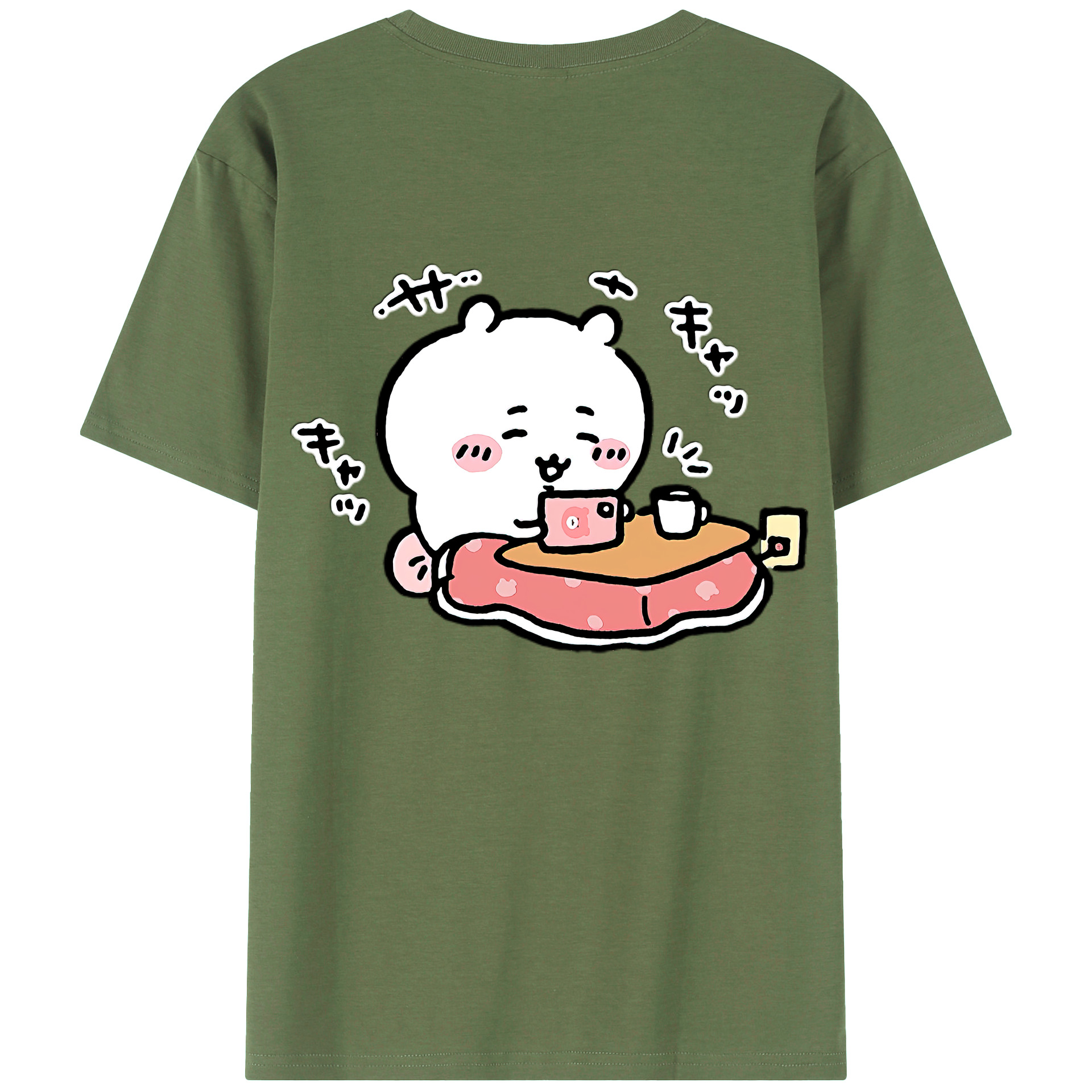 （画像用） ちいかわ ちいかわ Chii-kawa chiikawa 綿100％ メンズ半袖Tシャツ（バックプリント） 通気性